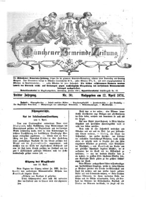 Münchener Gemeinde-Zeitung Sonntag 12. April 1874