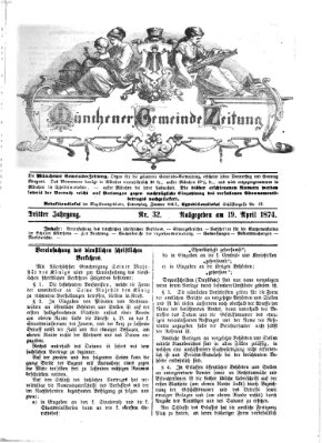 Münchener Gemeinde-Zeitung Sonntag 19. April 1874