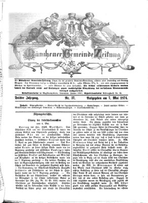 Münchener Gemeinde-Zeitung Donnerstag 7. Mai 1874