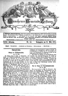 Münchener Gemeinde-Zeitung Sonntag 31. Mai 1874