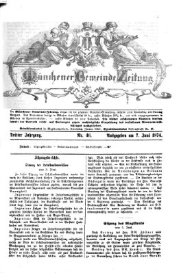 Münchener Gemeinde-Zeitung Sonntag 7. Juni 1874