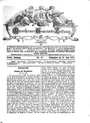 Münchener Gemeinde-Zeitung Donnerstag 18. Juni 1874