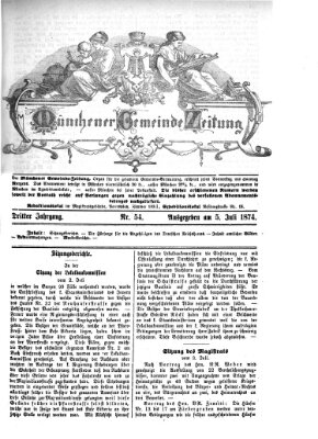 Münchener Gemeinde-Zeitung Sonntag 5. Juli 1874