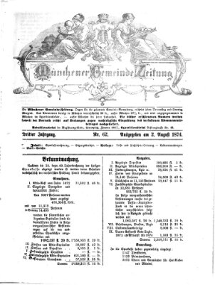 Münchener Gemeinde-Zeitung Sonntag 2. August 1874