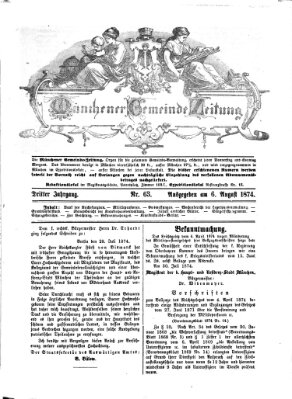 Münchener Gemeinde-Zeitung Donnerstag 6. August 1874