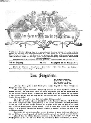 Münchener Gemeinde-Zeitung Sonntag 9. August 1874