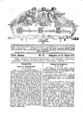 Münchener Gemeinde-Zeitung Sonntag 30. August 1874