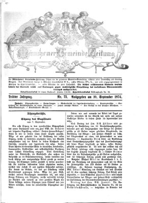 Münchener Gemeinde-Zeitung Donnerstag 10. September 1874