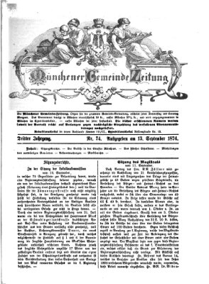 Münchener Gemeinde-Zeitung Sonntag 13. September 1874