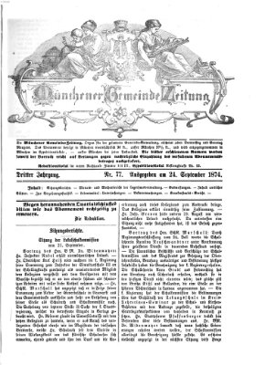 Münchener Gemeinde-Zeitung Donnerstag 24. September 1874