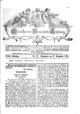 Münchener Gemeinde-Zeitung Sonntag 27. September 1874