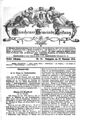 Münchener Gemeinde-Zeitung Sonntag 22. November 1874