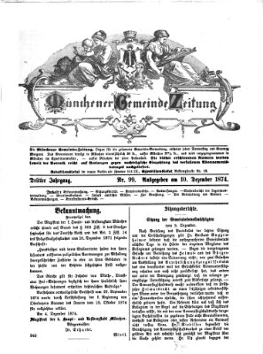 Münchener Gemeinde-Zeitung Donnerstag 10. Dezember 1874