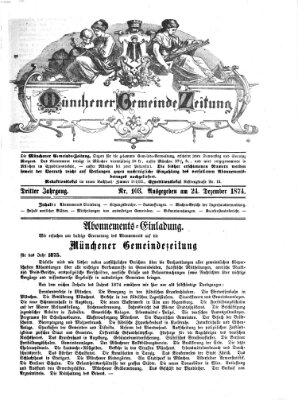Münchener Gemeinde-Zeitung Donnerstag 24. Dezember 1874