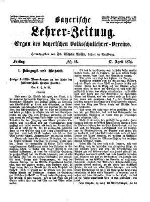 Bayerische Lehrerzeitung Freitag 17. April 1874