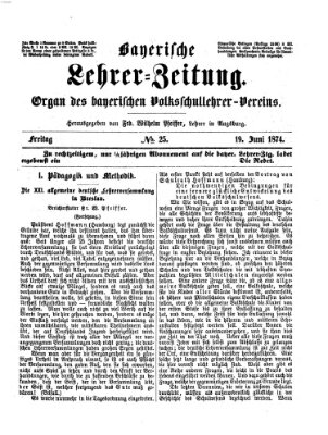 Bayerische Lehrerzeitung Freitag 19. Juni 1874