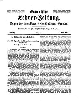 Bayerische Lehrerzeitung Freitag 3. Juli 1874