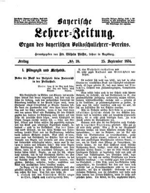 Bayerische Lehrerzeitung Freitag 25. September 1874