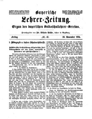 Bayerische Lehrerzeitung Freitag 20. November 1874