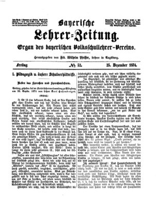 Bayerische Lehrerzeitung Freitag 25. Dezember 1874