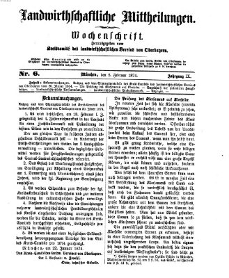 Landwirthschaftliche Mittheilungen Sonntag 8. Februar 1874