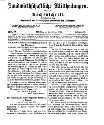 Landwirthschaftliche Mittheilungen Sonntag 22. Februar 1874