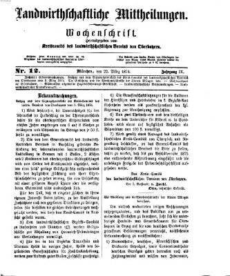 Landwirthschaftliche Mittheilungen Sonntag 22. März 1874