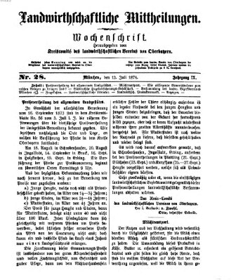 Landwirthschaftliche Mittheilungen Sonntag 12. Juli 1874