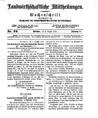 Landwirthschaftliche Mittheilungen Sonntag 9. August 1874