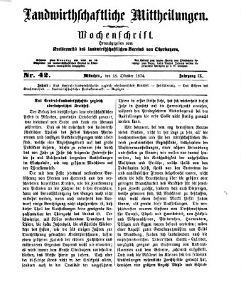 Landwirthschaftliche Mittheilungen Sonntag 18. Oktober 1874