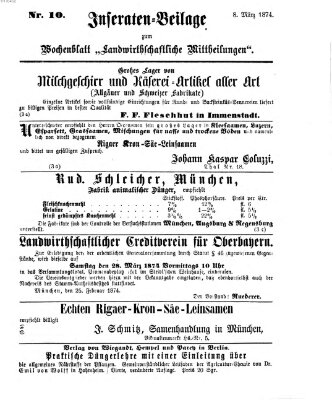 Landwirthschaftliche Mittheilungen Sonntag 8. März 1874