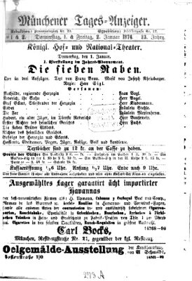 Münchener Tages-Anzeiger Freitag 2. Januar 1874