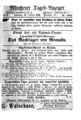 Münchener Tages-Anzeiger Dienstag 13. Januar 1874