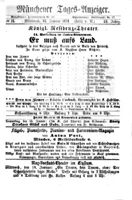 Münchener Tages-Anzeiger Mittwoch 14. Januar 1874