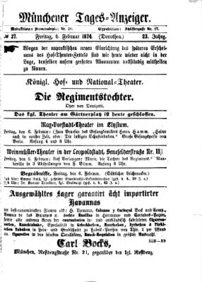 Münchener Tages-Anzeiger Freitag 6. Februar 1874