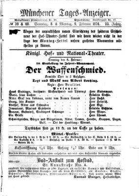 Münchener Tages-Anzeiger Sonntag 8. Februar 1874