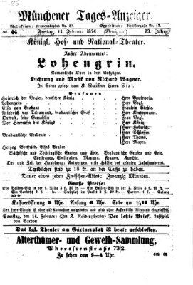 Münchener Tages-Anzeiger Freitag 13. Februar 1874