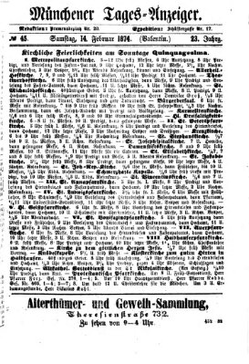 Münchener Tages-Anzeiger Samstag 14. Februar 1874