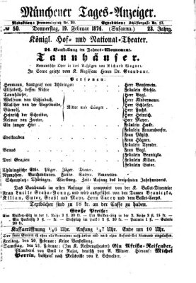 Münchener Tages-Anzeiger Donnerstag 19. Februar 1874