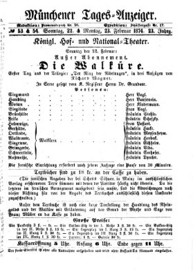 Münchener Tages-Anzeiger Sonntag 22. Februar 1874