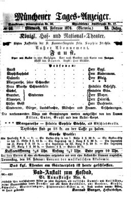 Münchener Tages-Anzeiger Mittwoch 25. Februar 1874