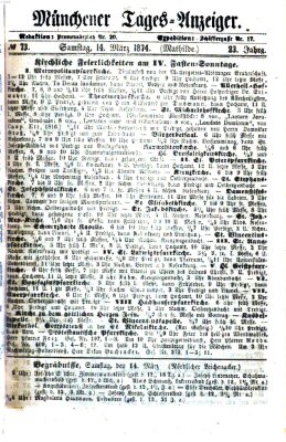 Münchener Tages-Anzeiger Samstag 14. März 1874