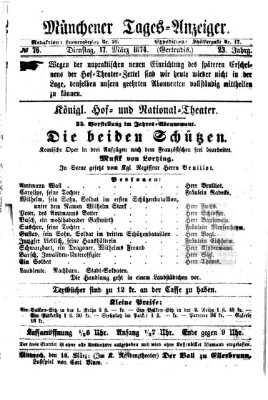 Münchener Tages-Anzeiger Dienstag 17. März 1874