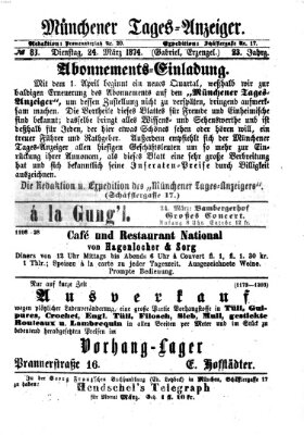 Münchener Tages-Anzeiger Dienstag 24. März 1874