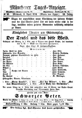 Münchener Tages-Anzeiger Mittwoch 8. April 1874