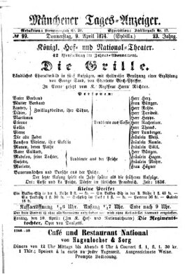 Münchener Tages-Anzeiger Donnerstag 9. April 1874