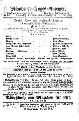 Münchener Tages-Anzeiger Donnerstag 23. April 1874