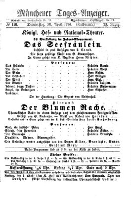 Münchener Tages-Anzeiger Donnerstag 30. April 1874