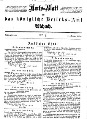 Amtsblatt für das Bezirksamt und Amtsgericht Aichach Sonntag 11. Januar 1874