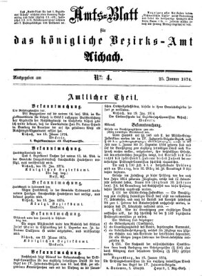 Amtsblatt für das Bezirksamt und Amtsgericht Aichach Sonntag 25. Januar 1874